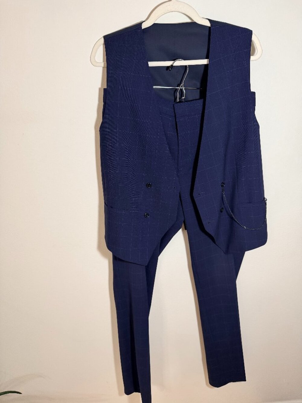 Boss Blue Vest & Pants Set Men’s Slim Fit Suit